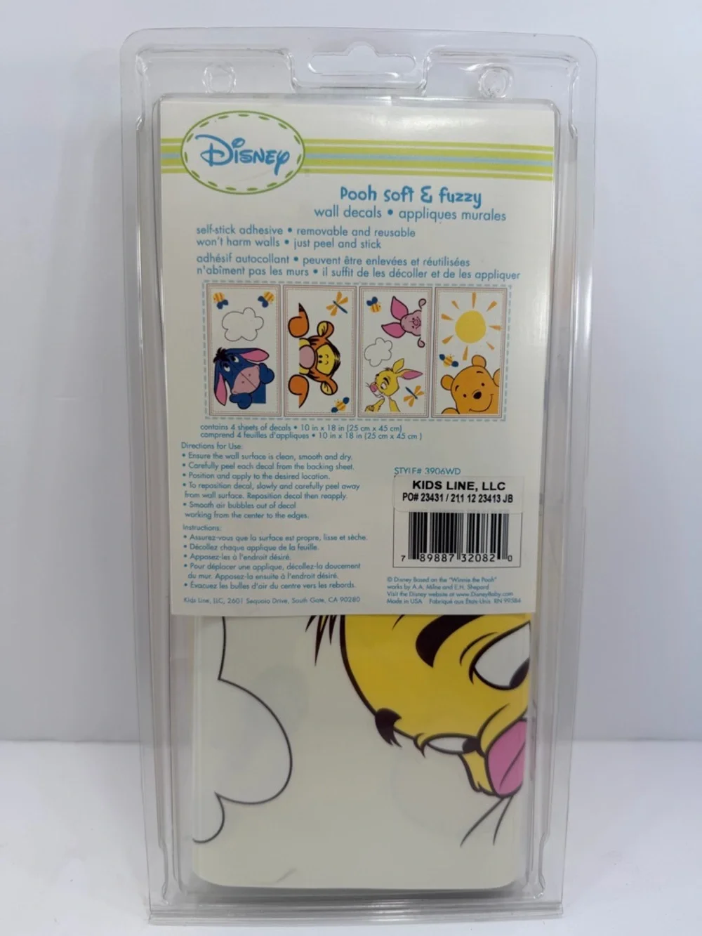 Vintage Disney Winnie the Pooh Soft & Fuzzy Wall Decals Kids Line NIP Rare